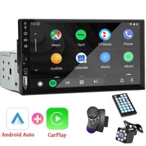 7-calowe radio samochodowe 1 Din Carplay Android Auto Odtwarzacz multimedialny HD Ekran dotykowy FM Wejście AUX Bluetooth MirrorLink Uniwersalne radio samochodowe 1