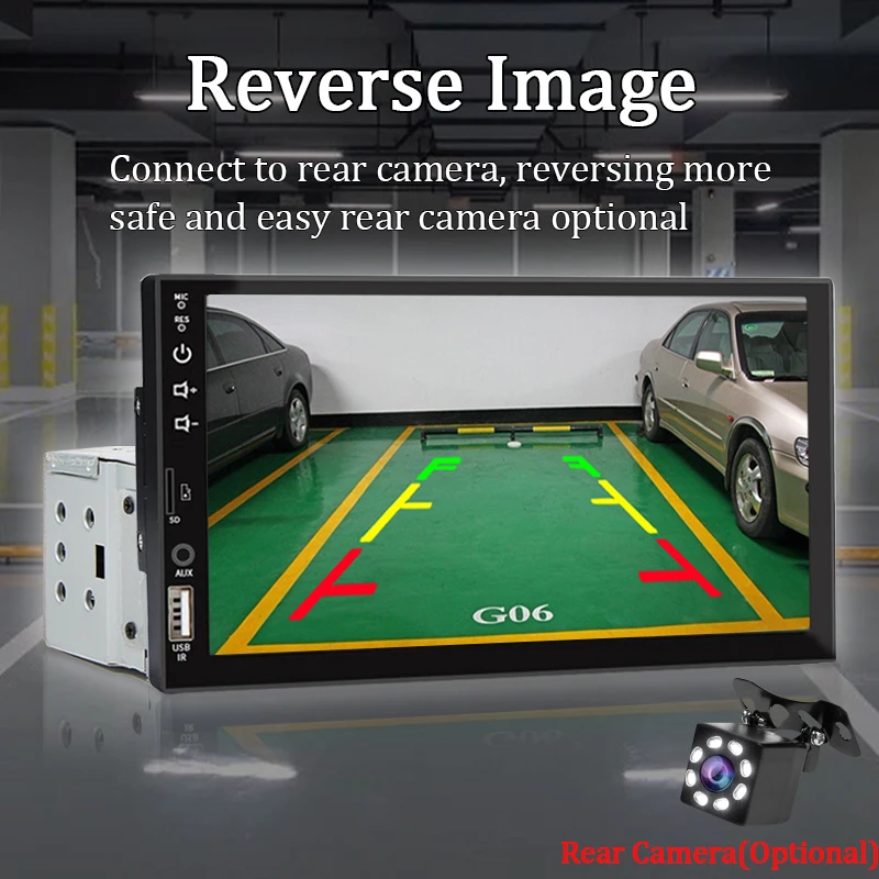 7-calowe radio samochodowe 1 Din Carplay Android Auto Odtwarzacz multimedialny HD Ekran dotykowy FM Wejście AUX Bluetooth MirrorLink Uniwersalne radio samochodowe 4